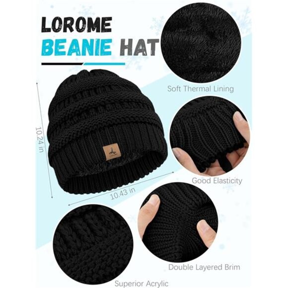 Winter Beanie Scarf Gloves Set Warm Knit Hat Touch Screen Gloves Unisex Adult - Picture 2 of 7